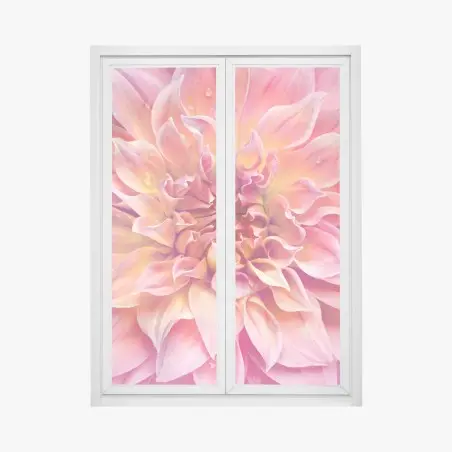 Adesivo per finestra dettaglio floreale nei toni rosa e gialli • Wallissimo®