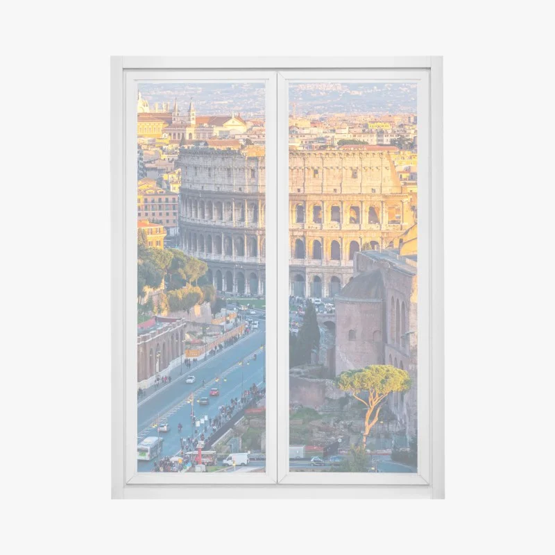 Adesivo per finestra tramonto sul Colosseo a Roma