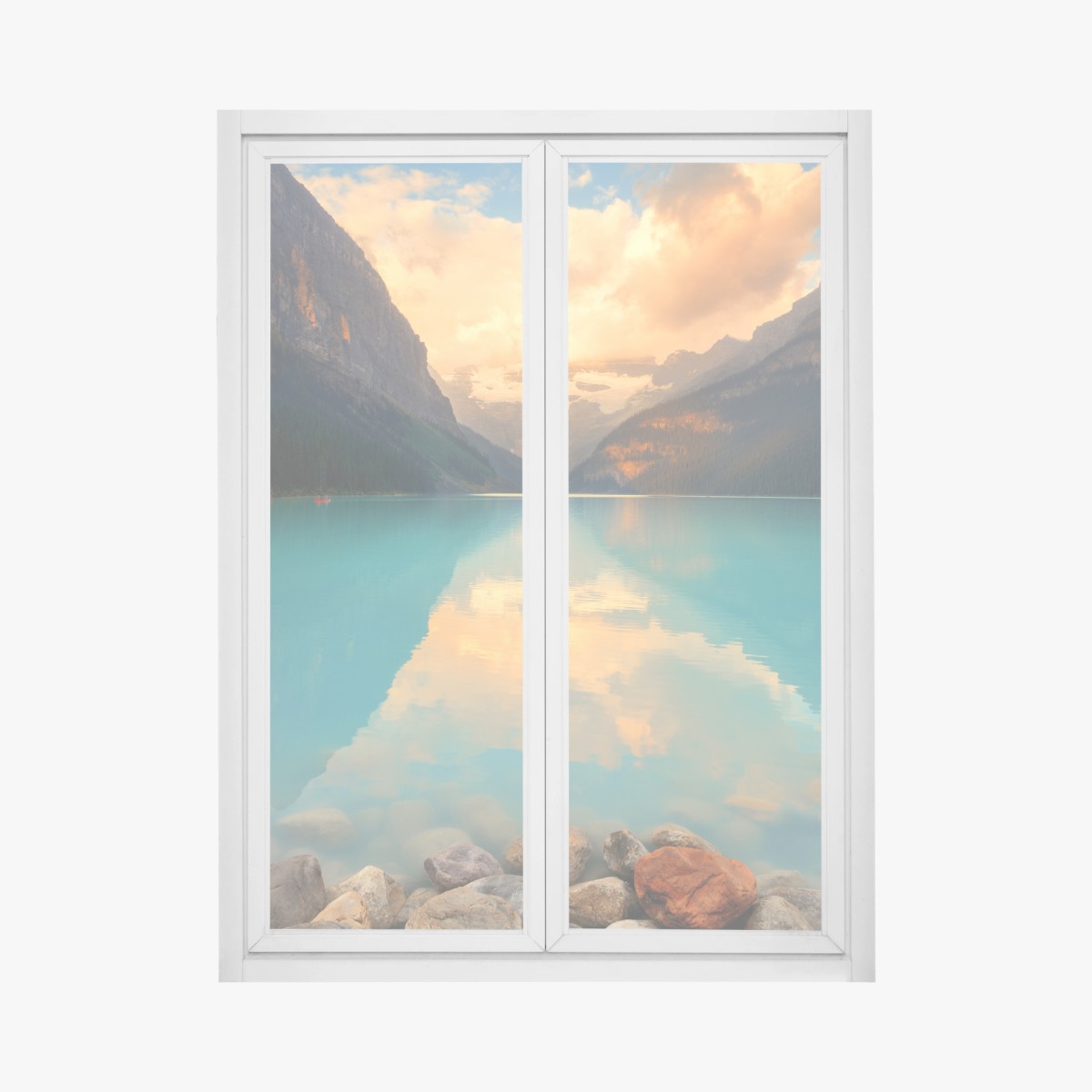 Adesivo per finestra alba dorata a Lake Louise • Wallissimo®
