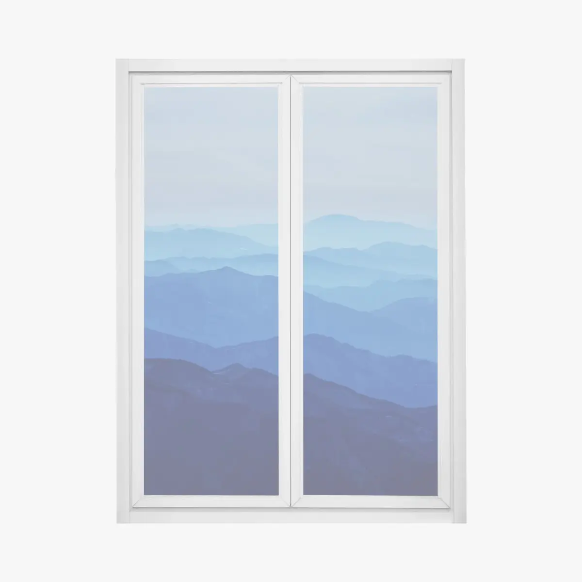 Adesivo per finestra orizzonte di montagne blu sfumate • Wallissimo®