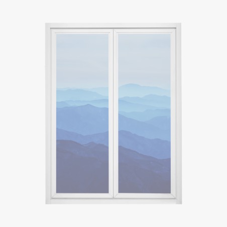 Adesivo per finestra orizzonte di montagne blu sfumate • Wallissimo®