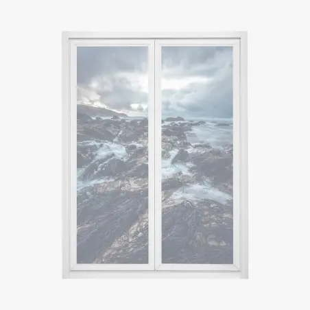 Adesivo per finestra costa tempestosa: fascino selvaggio sul bagnasciuga • Wallissimo®