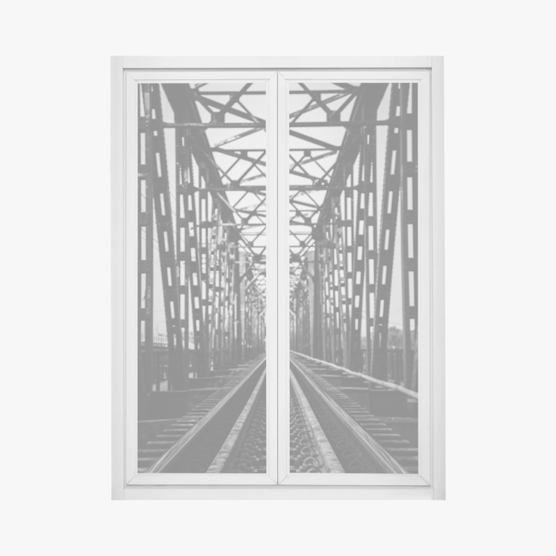 Adesivo per finestra ponte ferroviario in prospettiva monocromatica