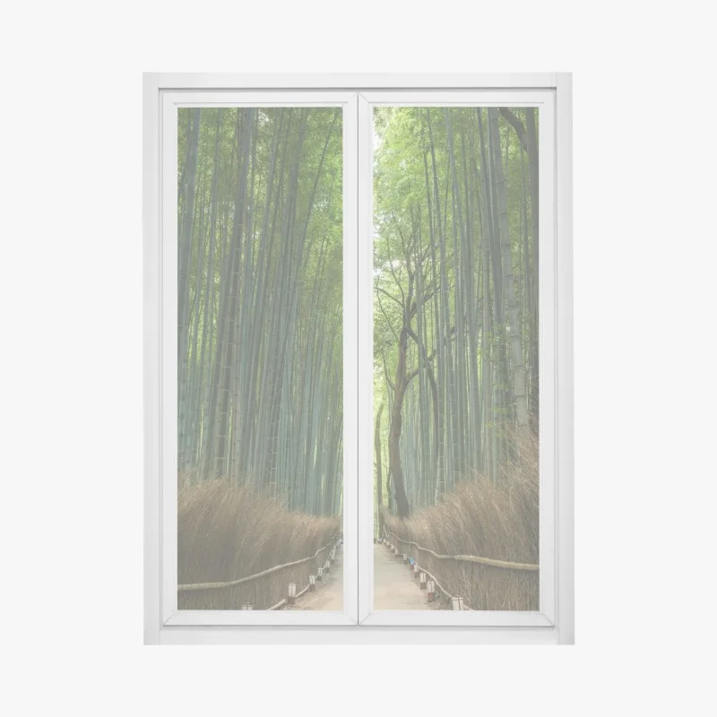 Adesivo per finestra sentiero nella foresta di bambù