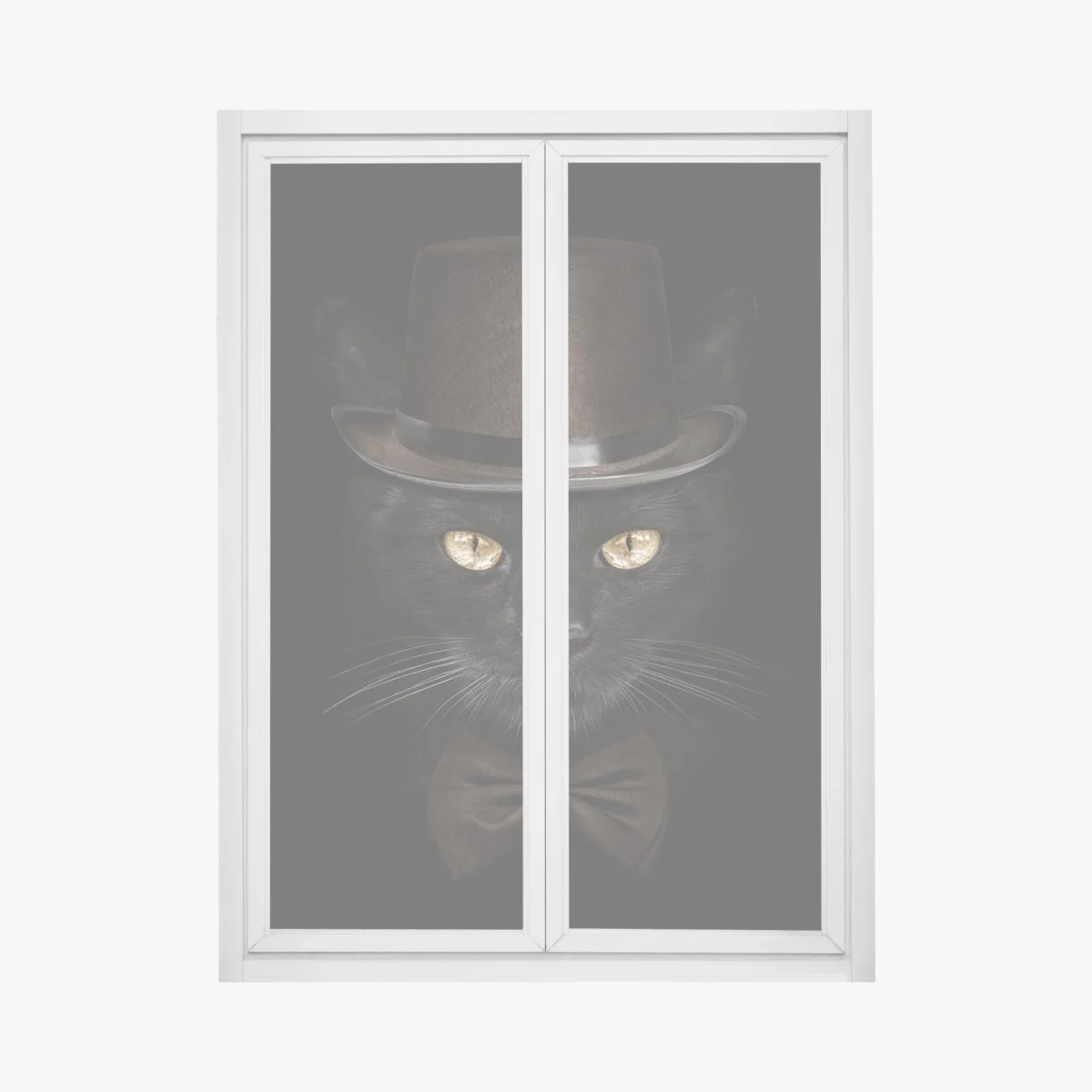 Adesivo per finestra gatto elegante con cappello a cilindro e papillon • Wallissimo® Adesivo per finestra gatto elegante con cappello a cilindro e papillon • Wallissimo®