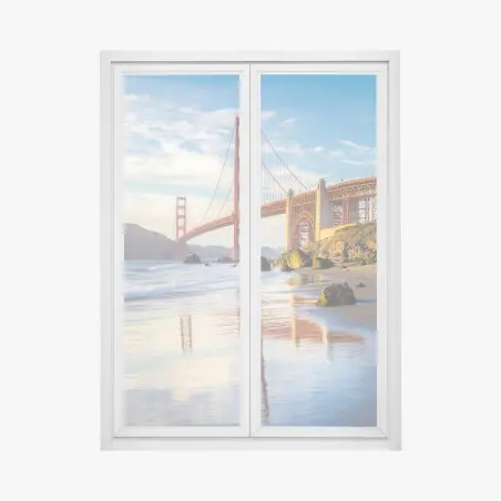Adesivo per finestra tramonto sul Golden Gate di San Francisco • Wallissimo®