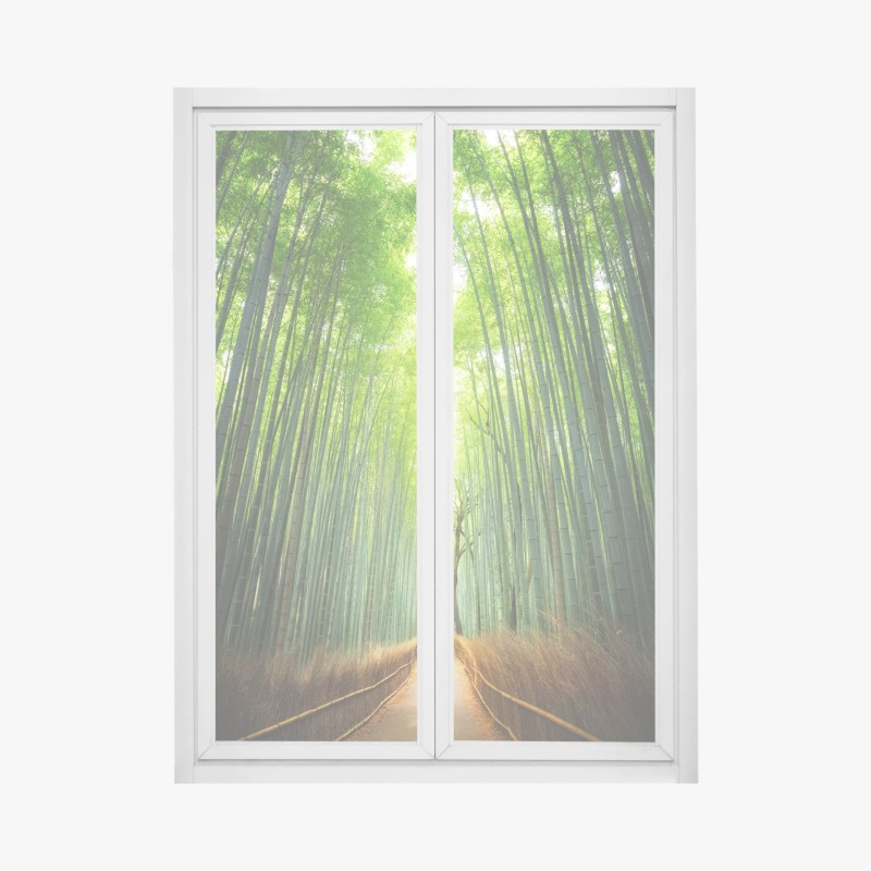 Adesivo per finestra sentiero nella foresta di bambù di Arashiyama