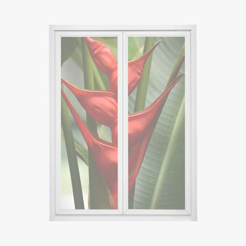 Adesivo per finestra eleganza tropicale in rosso