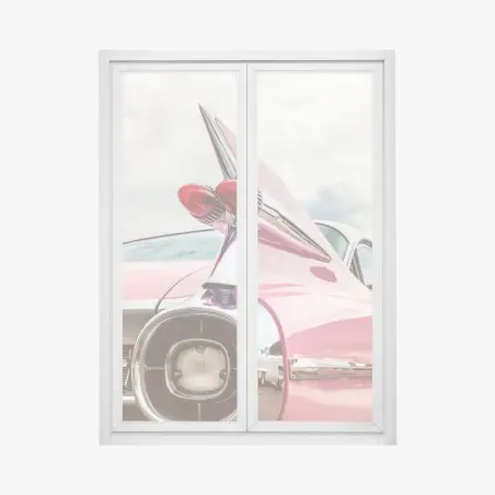 Adesivo per finestra eleganza retrò: coda a pinna di auto d'epoca • Wallissimo®
