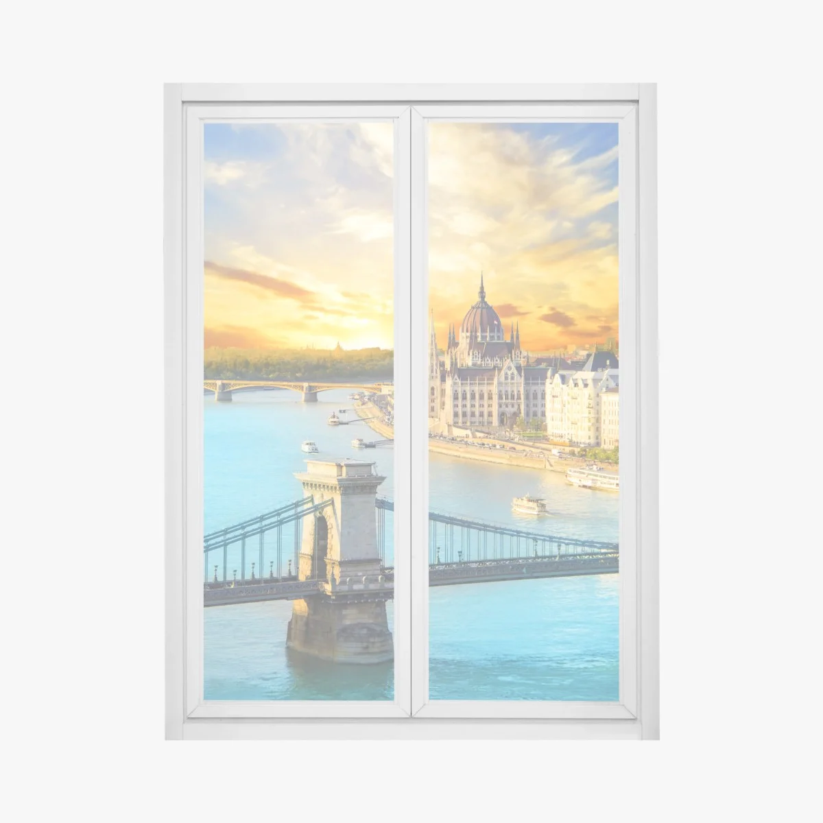 Adesivo per finestra tramonto sul Danubio a Budapest • Wallissimo® Adesivo per finestra tramonto sul Danubio a Budapest • Wallissimo®
