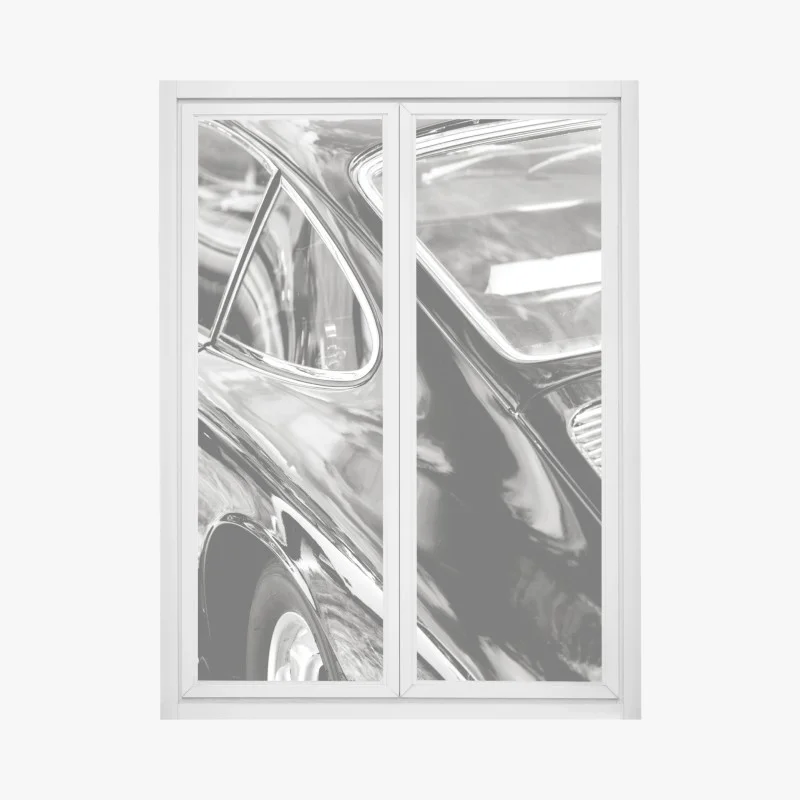Adesivo per finestra eleganza vintage: linee di carrozzeria classica
