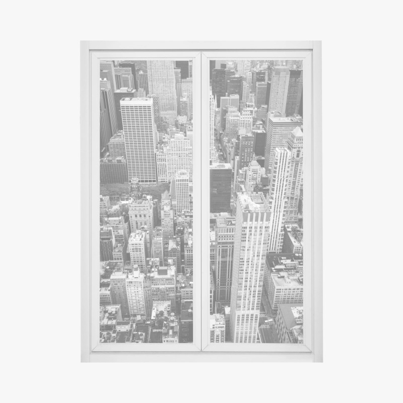 Adesivo per finestra vista aerea di Manhattan in bianco e nero