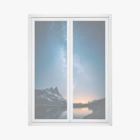 Adesivo per finestra cielo della Via Lattea sopra montagne e fiume • Wallissimo®