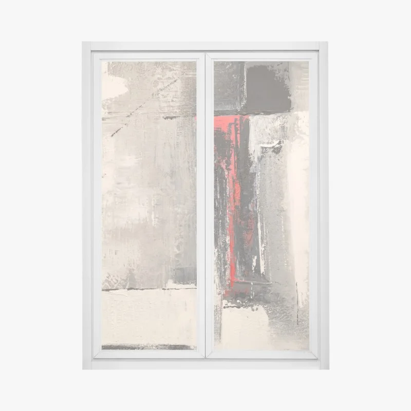 Adesivo per finestra flusso rosso su superfici grigie