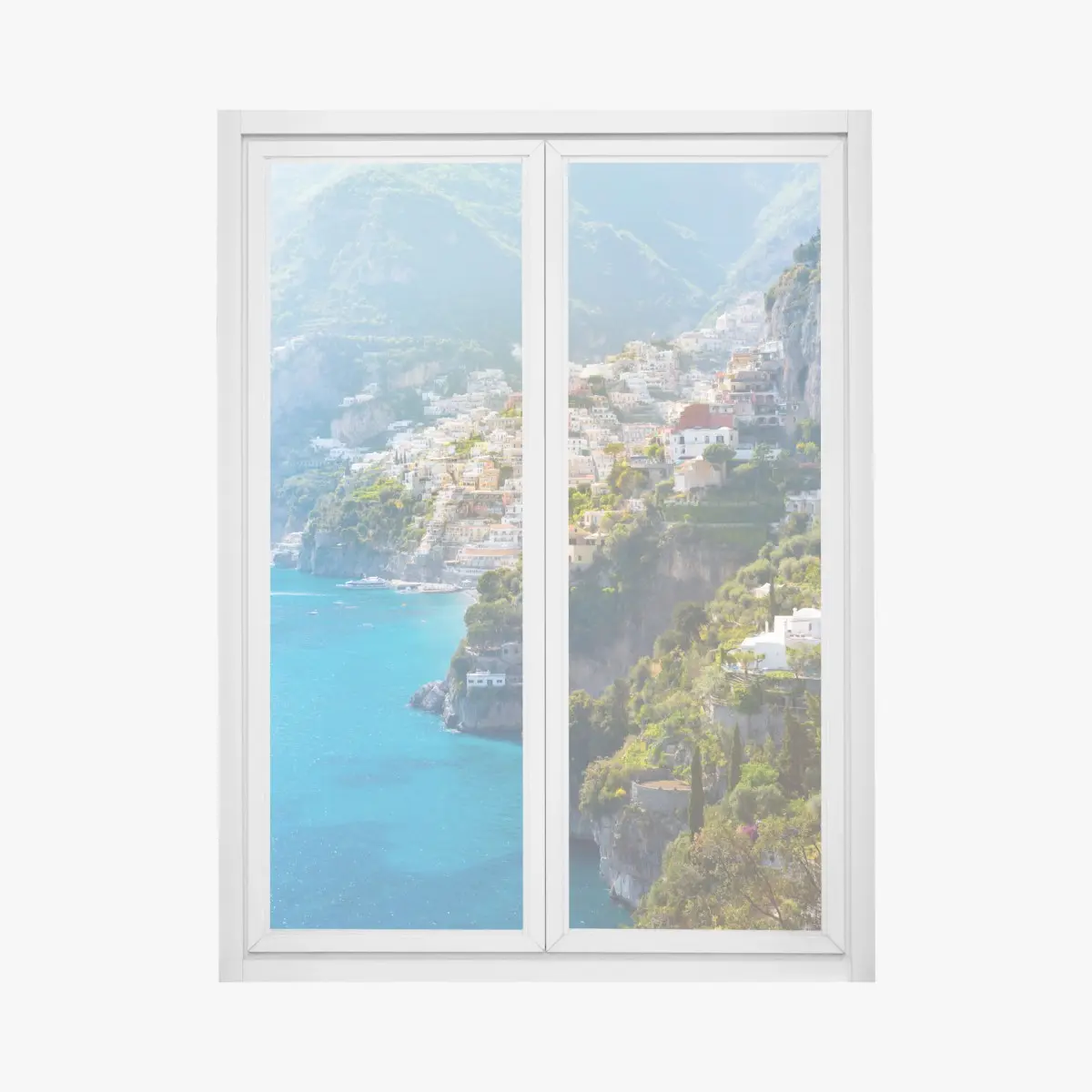 Adesivo per finestra panorama di Positano sulla Costiera Amalfitana • Wallissimo®