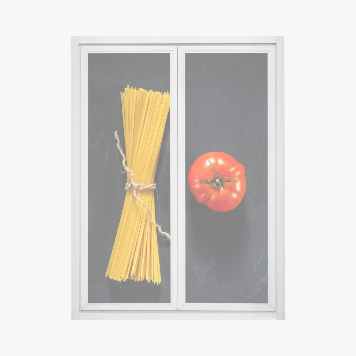 Adesivo per finestra spaghetti e pomodoro su sfondo nero • Wallissimo® Adesivo per finestra spaghetti e pomodoro su sfondo nero • Wallissimo®