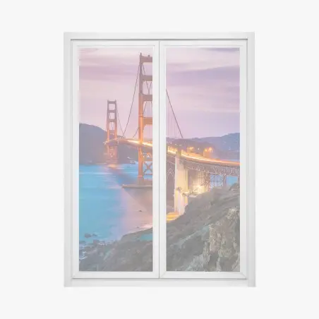 Adesivo per finestra tramonto sul Golden Gate vista da Baker Beach • Wallissimo®