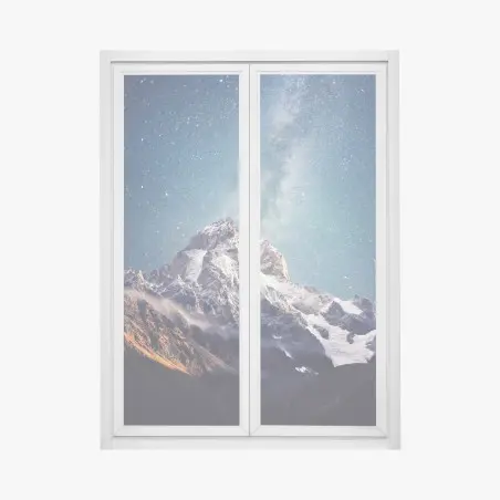 Adesivo per finestra montagna Ushba sotto il cielo stellato • Wallissimo®