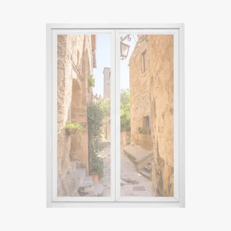 Adesivo per finestra vicolo medievale a Civita di Bagnoregio • Wallissimo®
