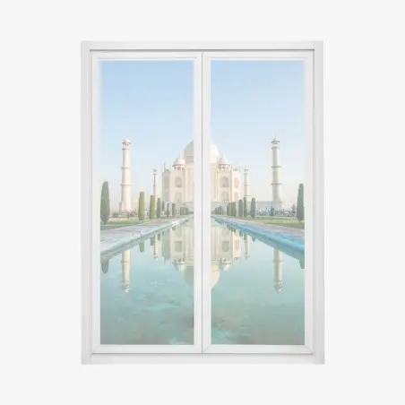 Adesivo per finestra riflessi del Taj Mahal all'alba • Wallissimo®
