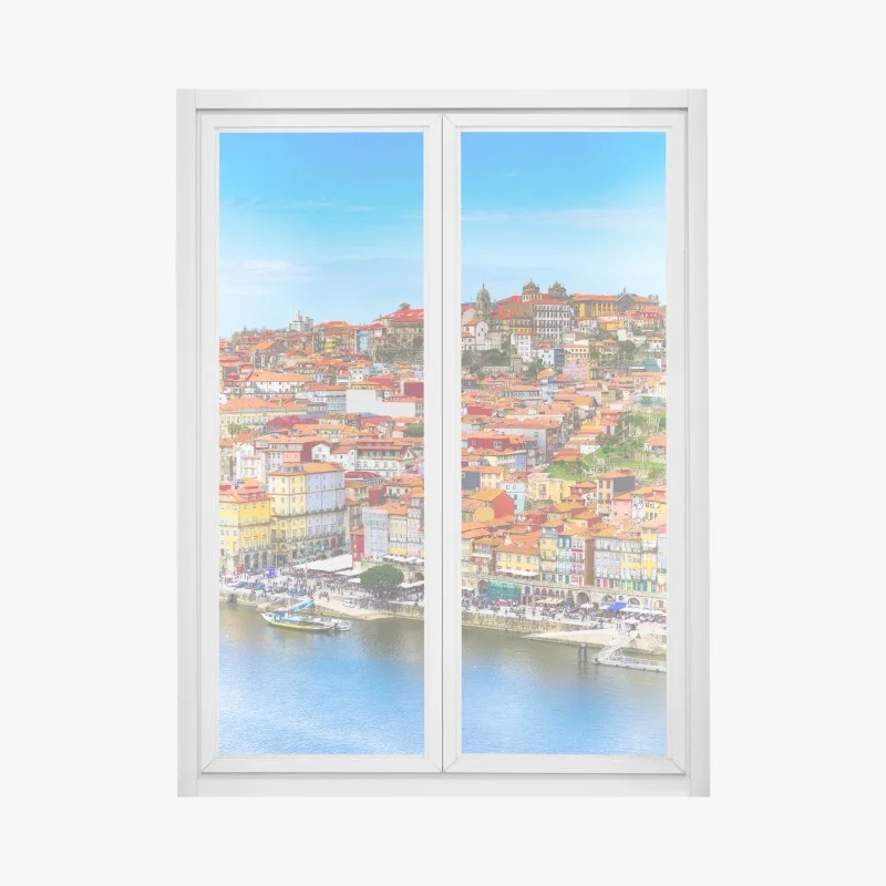 Adesivo per finestra panorama colorato di Porto sul fiume Douro
