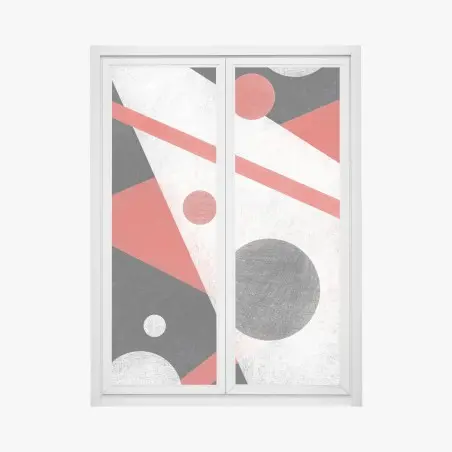 Adesivo per finestra composizione geometrica astratta rossa e nera • Wallissimo®