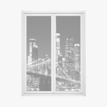 Adesivo per finestra notte sul ponte di Brooklyn e skyline di Manhattan • Wallissimo®
