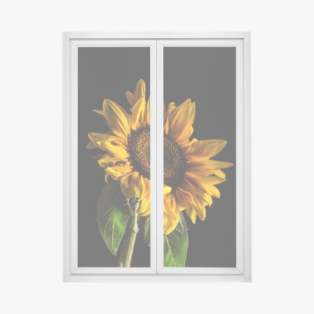 Adesivo per finestra girasole dorato su sfondo nero • Wallissimo®