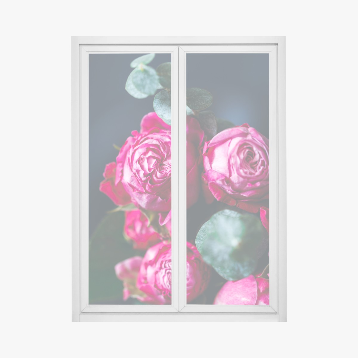 Adesivo per finestra bouquet di rose rosa in macro • Wallissimo®