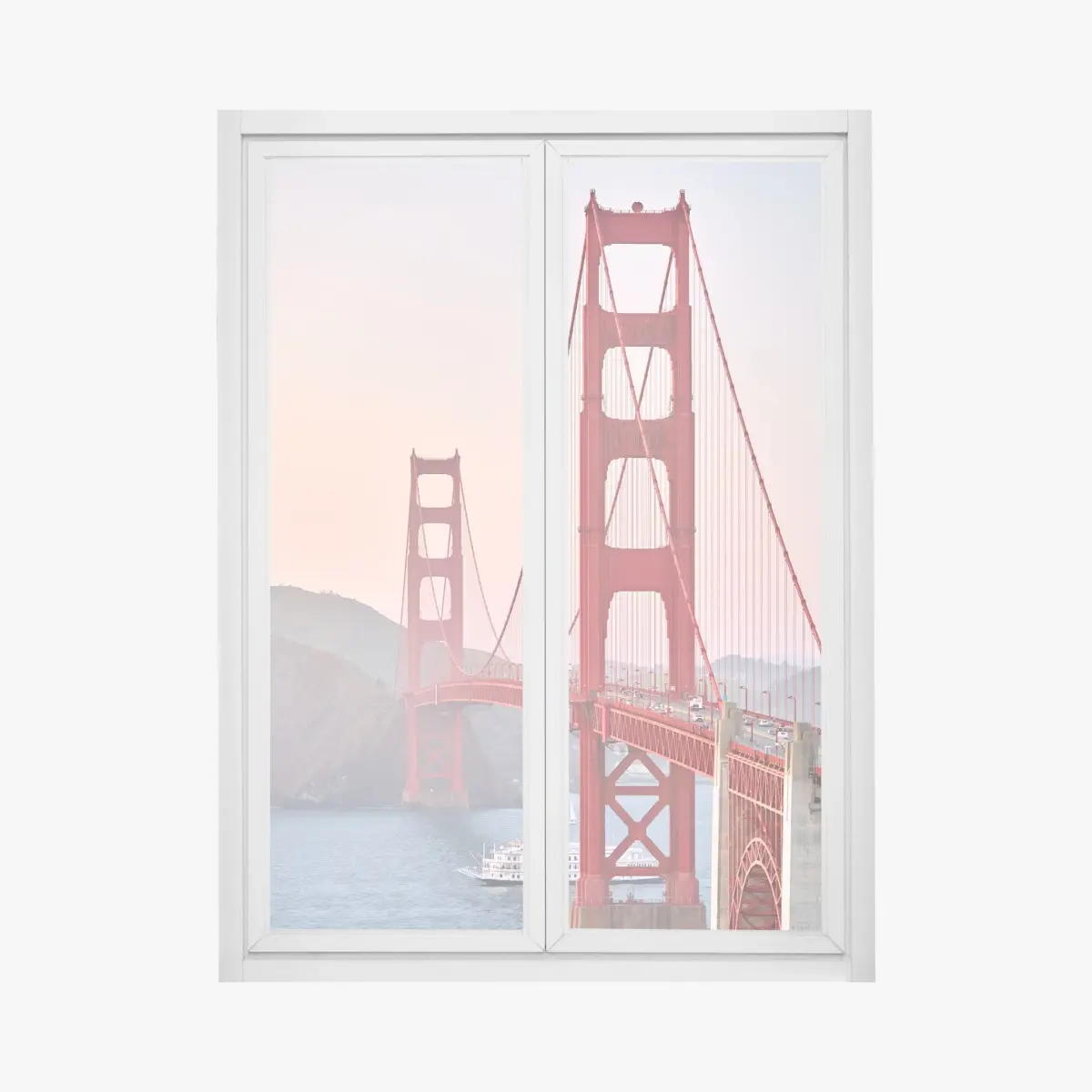 Adesivo per finestra maestoso Golden Gate al tramonto • Wallissimo®
