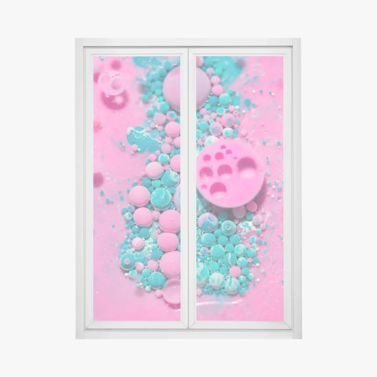 Adesivo per finestra motivo marmorizzato rosa e turchese • Wallissimo® Adesivo per finestra motivo marmorizzato rosa e turchese • Wallissimo®