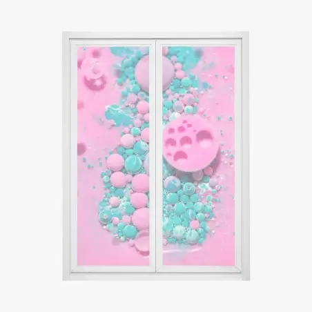 Adesivo per finestra motivo marmorizzato rosa e turchese • Wallissimo®