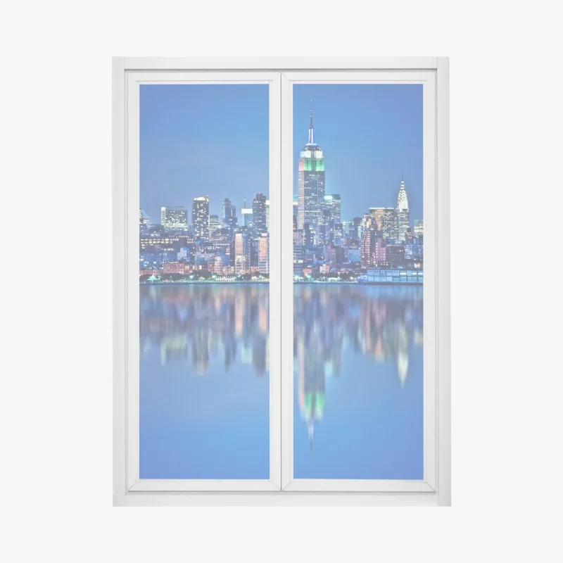 Adesivo per finestra riflessi notturni sullo skyline di New York
