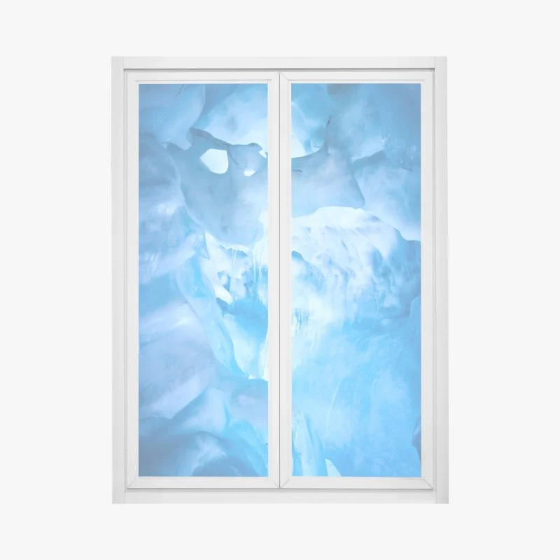Adesivo per finestra grotta di ghiaccio blu: paesaggio sotterraneo