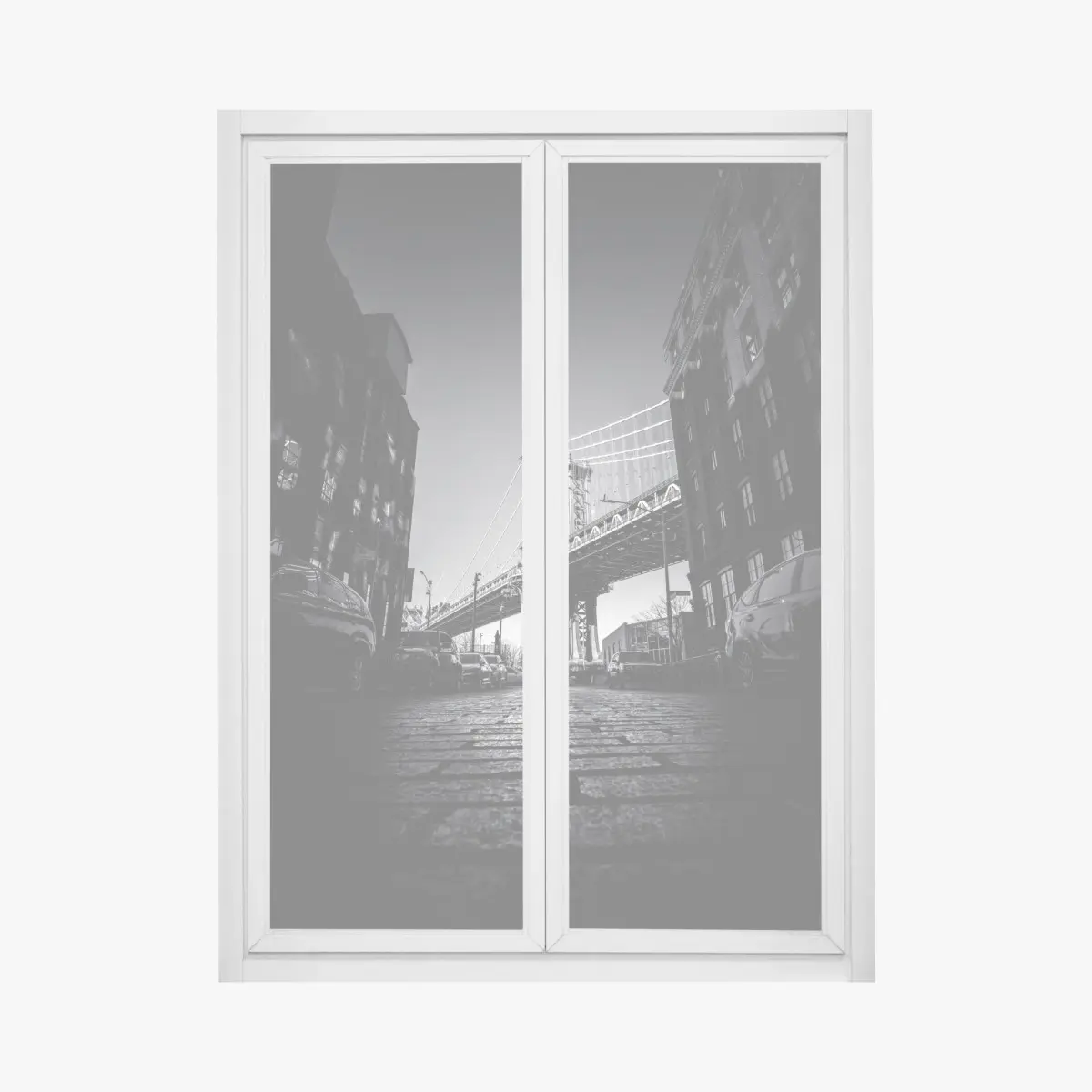 Adesivo per finestra panorama urbano sotto il ponte di Manhattan • Wallissimo®
