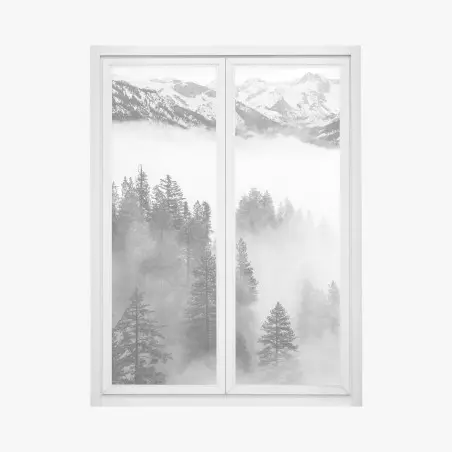 Adesivo per finestra nebbia tra le sequoie del Giant Forest, Sierra Nevada • Wallissimo®