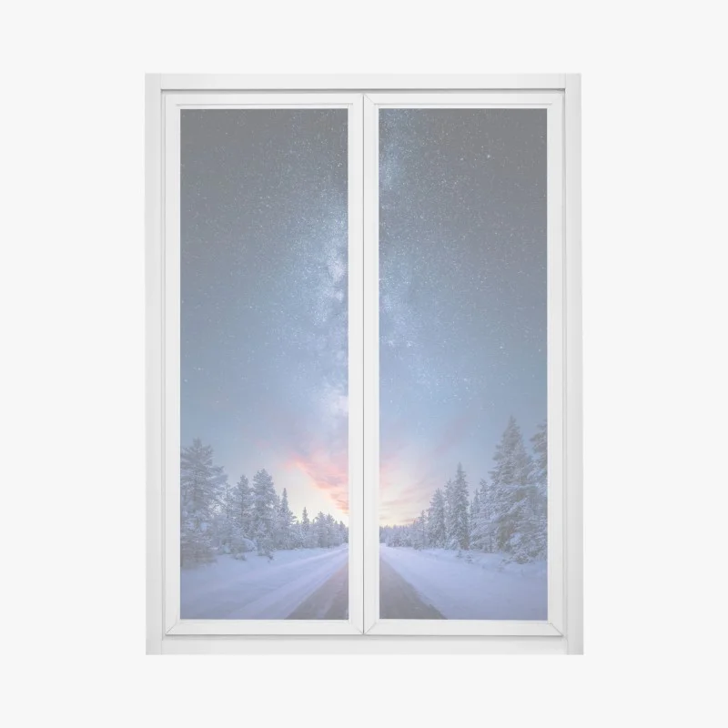 Adesivo per finestra strada verso la via lattea all'alba