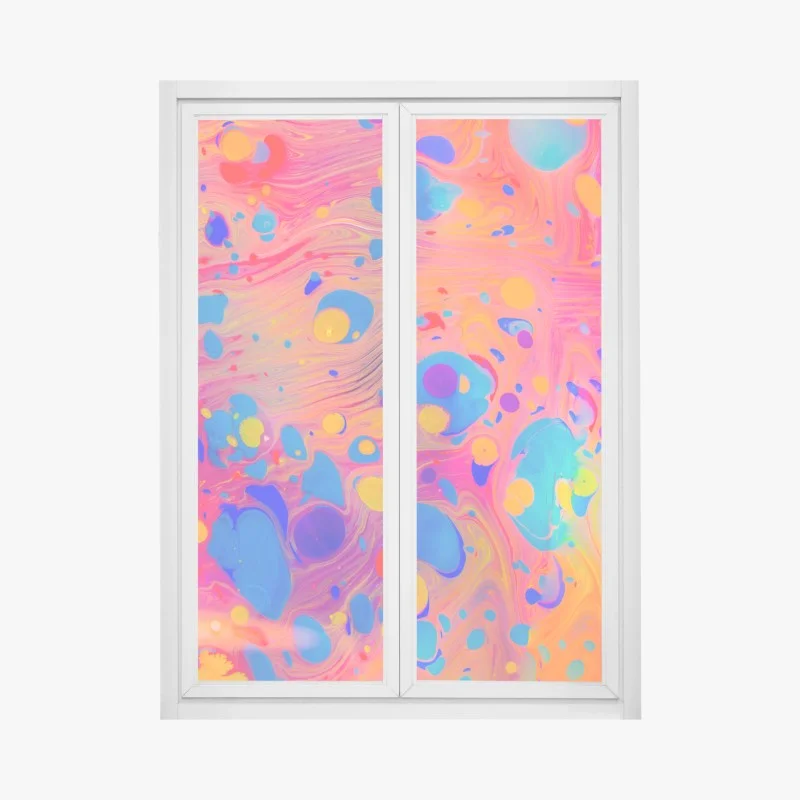 Adesivo per finestra motivo marmorizzato ottomano multicolore