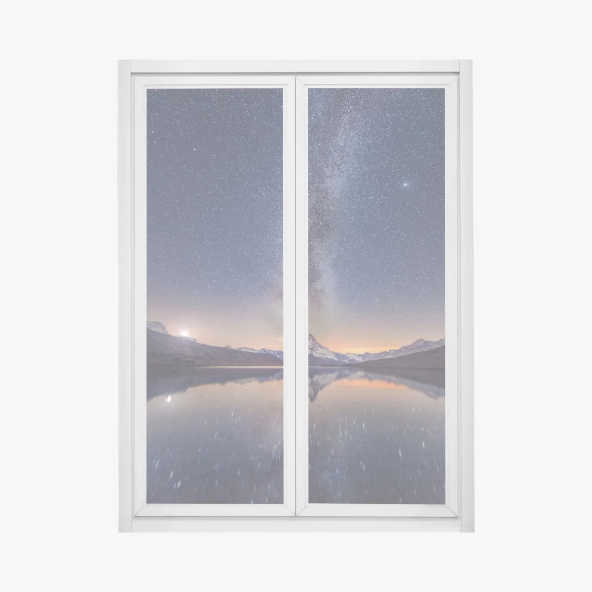 Adesivo per finestra via lattea e montagna riflessa • Wallissimo® Adesivo per finestra via lattea e montagna riflessa • Wallissimo®
