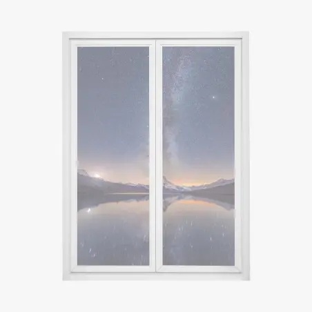 Adesivo per finestra via lattea e montagna riflessa • Wallissimo®