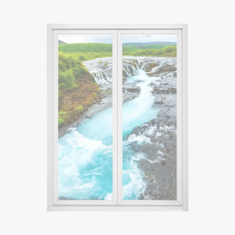 Adesivo per finestra cascata turchese di Bruarfoss