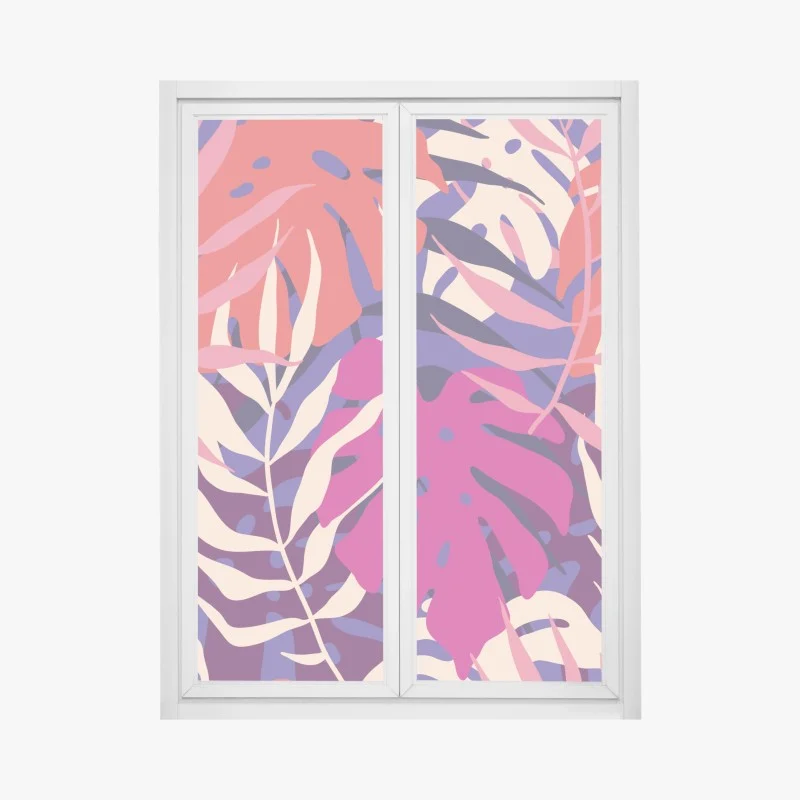 Adesivo per finestra motivo tropicale retrò in colori pastello