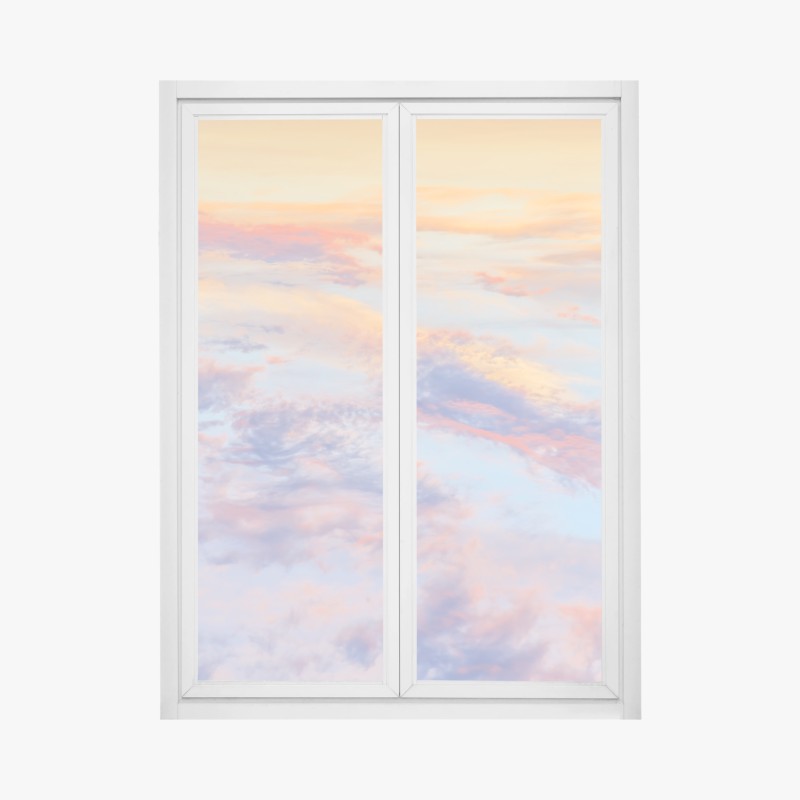 Adesivo per finestra cielo pastello all'alba dorata