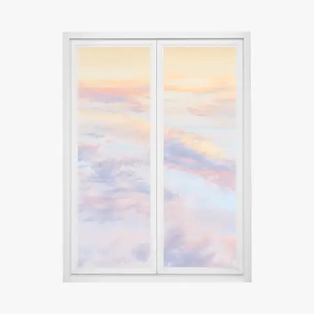 Adesivo per finestra cielo pastello all'alba dorata • Wallissimo®