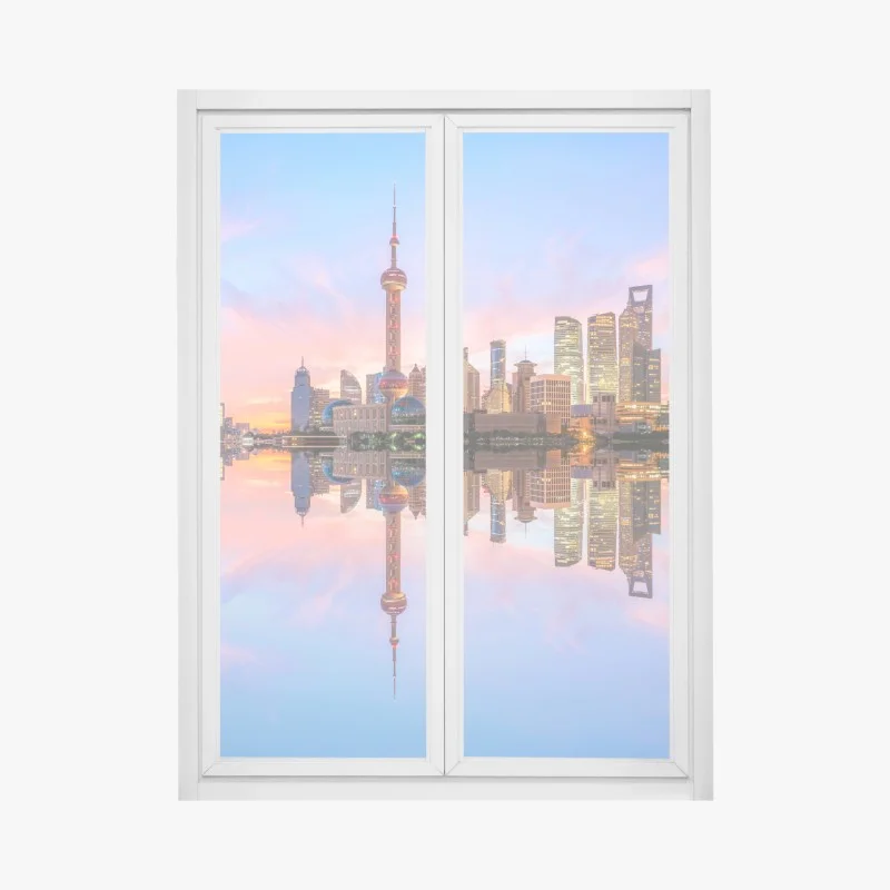 Adesivo per finestra orizzonte di Shanghai al tramonto