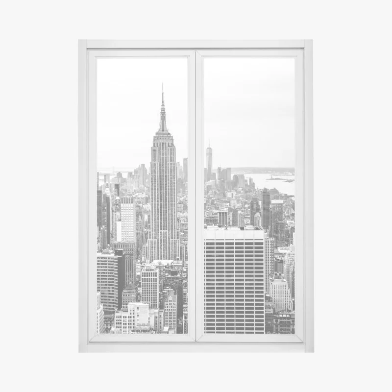 Adesivo per finestra skyline iconico di New York in bianco e nero
