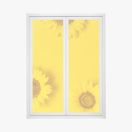 Adesivo per finestra girasoli su sfondo giallo brillante • Wallissimo®
