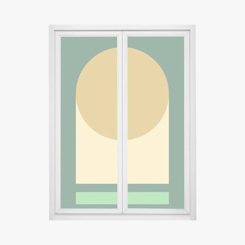 Adesivo per finestra composizione geometrica ocra e verde