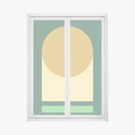 Adesivo per finestra composizione geometrica ocra e verde • Wallissimo®