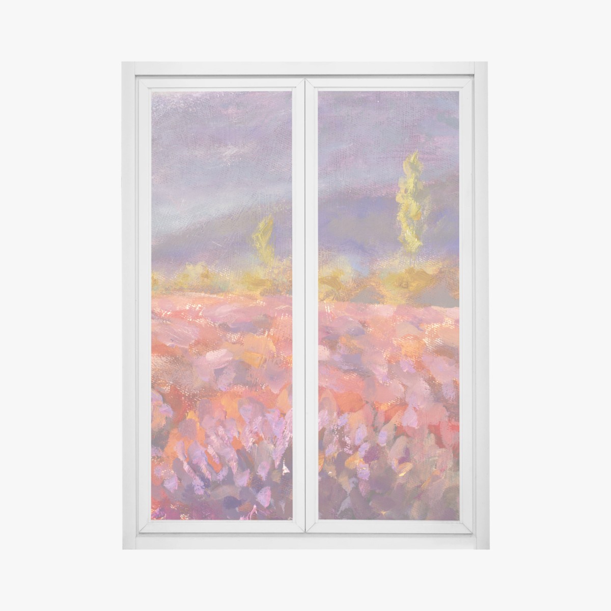 Adesivo per finestra campo di lavanda impressionista della Provenza • Wallissimo®